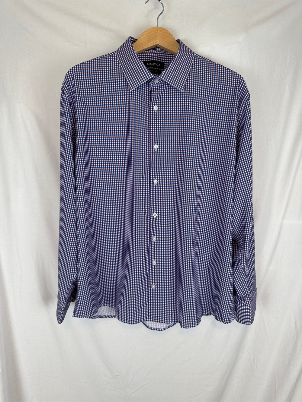 Men's Nautica Long Sleeve Collared Button Up Dress Shirt Slim Fit 17-17.5 32/33